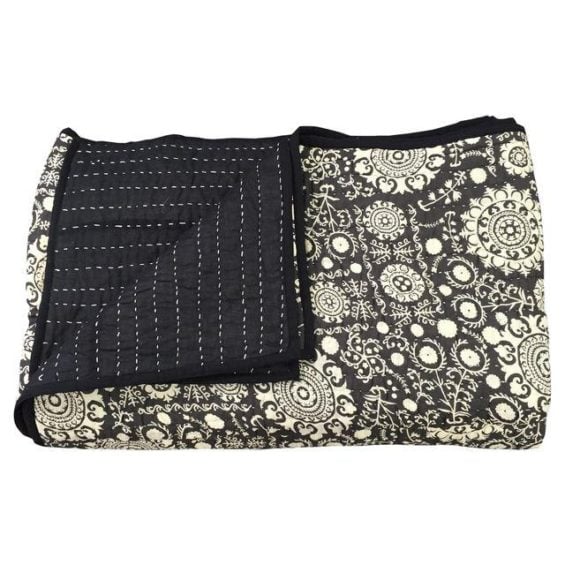 Black & White Indian Cotton Quilt Chairish this is emily & meritt collection for chairish