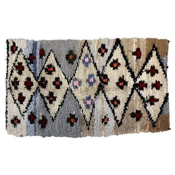 Blue and Tan Moroccan Azilal Rug, 7' X 3'10'' Chairish this is emily & meritt collection for chairish