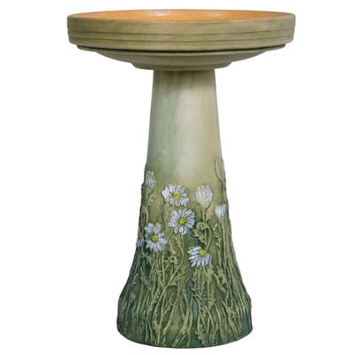 Burley Flowering Daisy Clay Bird Bath Birds Choice birdbaths garden patio summer
