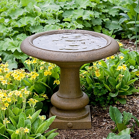 Campania Williamsburg Summer House Birdbath in Aged Limestone birdbaths garden patio summer