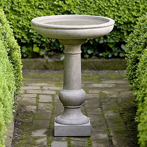Campania Williamsburg Tea Table Birdbath in Verde Cast Stone birdbaths garden patio summer