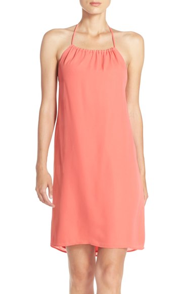 Charles Henry Crepe Halter Dress Scarlet casual halter dresses summer 2016