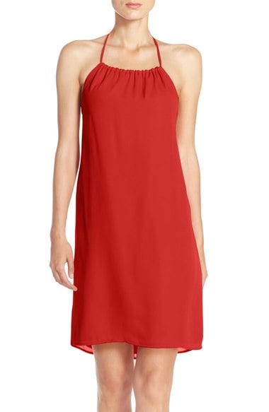 Charles Henry Crepe Halter Dress Scarlet casual halter dresses summer 2016
