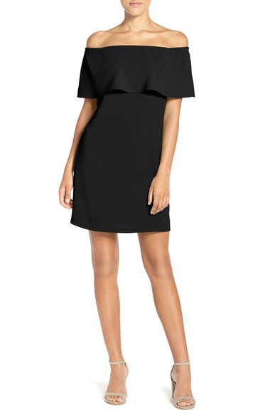 Charles Henry Off the Shoulder Dress Black off the shoulder dresses wedding guest season summer