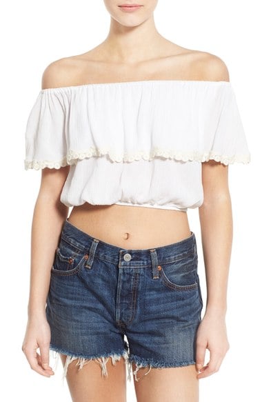 Chloe & Katie Off the Shoulder Crop Top White  casual off the shoulder tops for summer