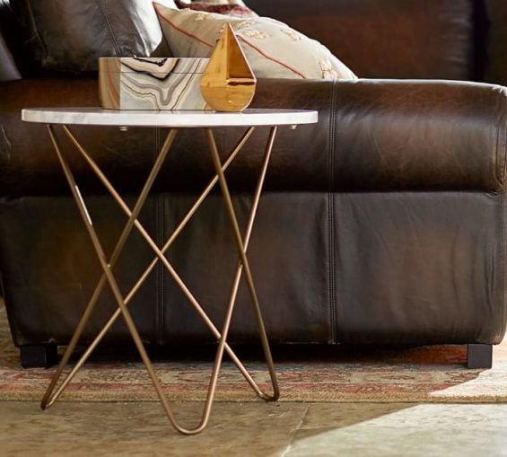 DARCY MARBLE-TOP ACCENT SIDE TABLE Pottery Barn 4th of july sale