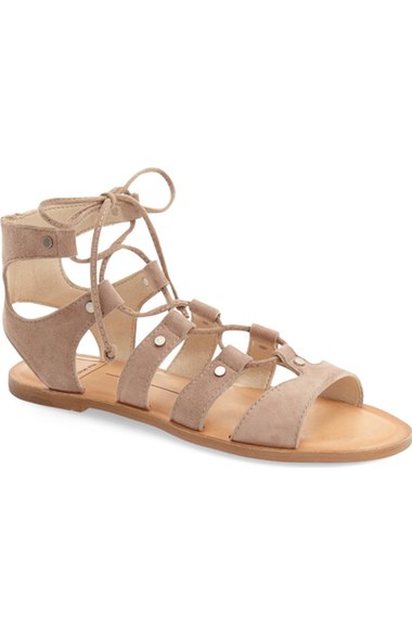 Dolce Vita 'Jasmyn' Ghillie Sandal (Women) Almond Suede lace-up flat sandals summer 2016