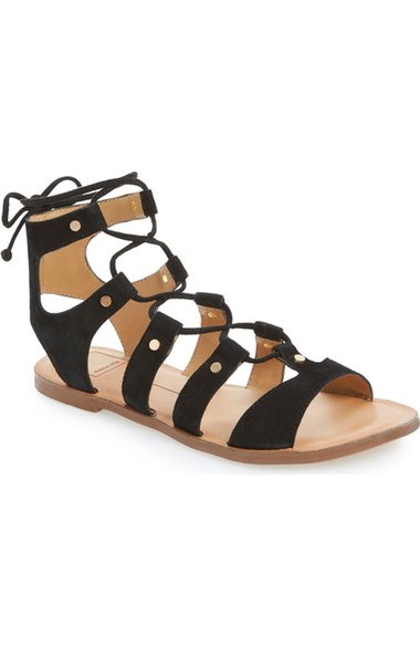 Dolce Vita 'Jasmyn' Ghillie Sandal (Women) Black Suede lace-up flat sandals summer 2016