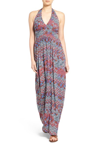 Ella Moss 'Kaliso' Print Halter Maxi Dress Seaport casual halter dresses summer 2016