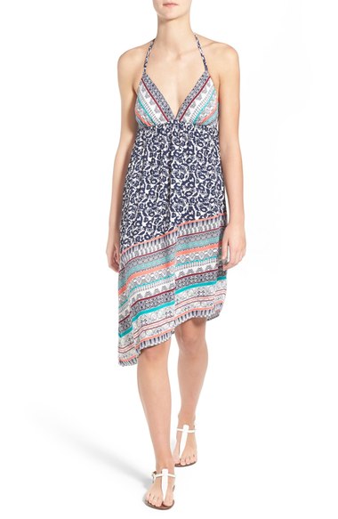 Ella Moss 'Ocean' Print Asymmetrical Hem Halter Dress Desert casual halter dresses summer 2016