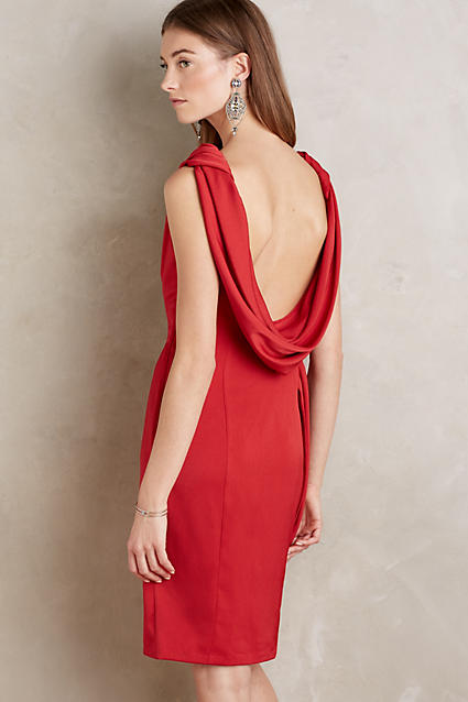 Eva Franco Drape-Back Sheath Dress Red summer wedding guest dress