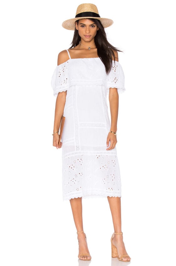 FREE PEOPLE Most Beautiful Embroidered Eyelet Cold Shoulder Dress Ivory