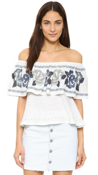 Free People To The Left Top Ivory casual off the shoulder tops for summer