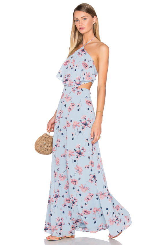 HOUSE OF HARLOW 1960 X REVOLVE ZOE HALTER MAXI DRESS Blue Floral Print cutout dresses summer 2016