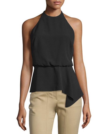 Halston Heritage Halter-Neck Strappy-Back Top Black trendy halter tops summer