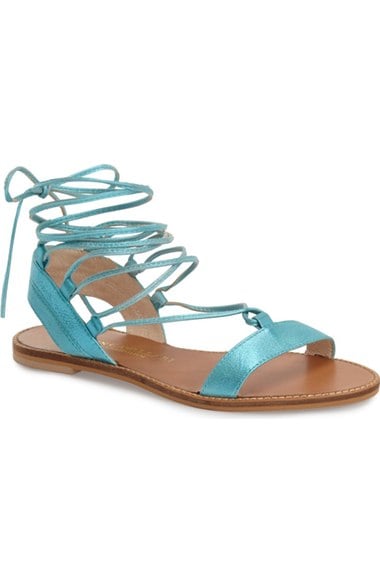 Kristin Cavallari 'Belle' Lace-Up Sandal (Women) Aqua Leather lace-up flat sandals summer 2016