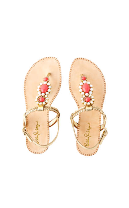 Lilly Pulitzer SOLE SEAURCHIN SANDAL Gold Metallic Embellished