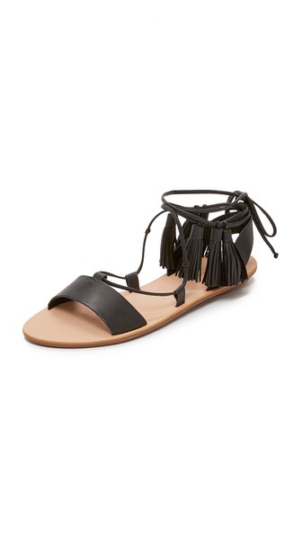Loeffler Randall Saffron Tassel Lace Up Sandals Black lace-up flat sandals summer 2016