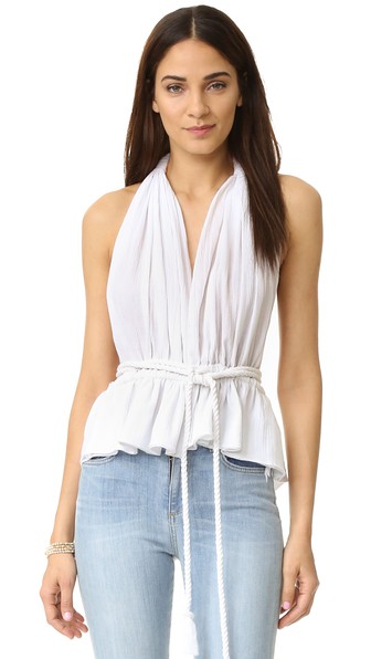 Loup Charmant Conch Halter Wrap Top White