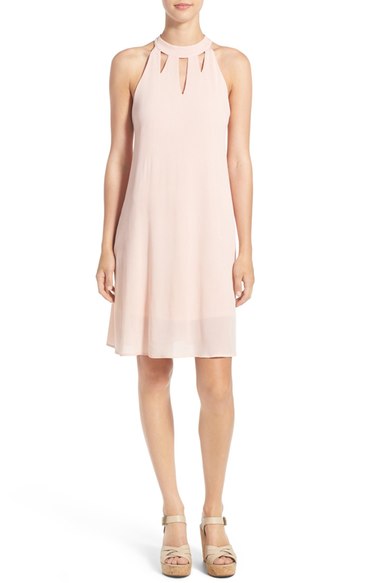 Love, Fire High Neck Shift Dress Dusty Pink cutout dresses summer 2016