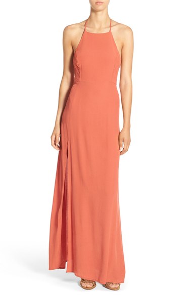 MINKPINK 'Little Lolita' Square Neck Maxi Dress Terracotta