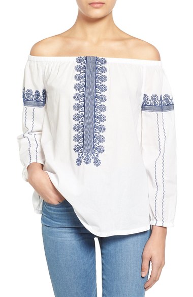 Madewell 'Folktale' Off the Shoulder Top Eyelet White casual off the shoulder tops for summer