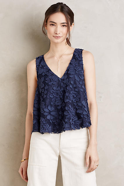 Maeve Kenia Swing Tank Top Navy Blue Anthropologie anthropologie extra 25% off sale