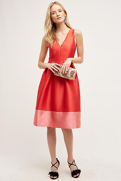 Maeve Roseblock Cross-Back Dress Red Motif Anthropologie anthropologie extra 25% off sale