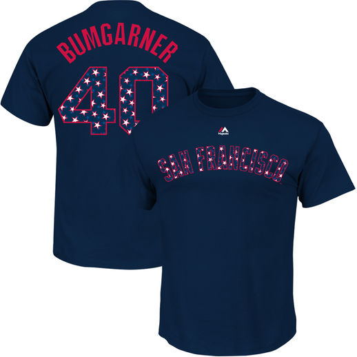 Majestic Madison Bumgarner San Francisco Giants Navy Stars & Stripes Name & Number T-Shirt