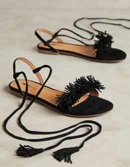Matiko Delilah Fringe Sandals Black Anthropologie anthropologie extra 25% off sale