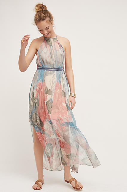 Moulinette Soeurs Sea Star Maxi Dress Blue Motif casual halter dresses summer 2016