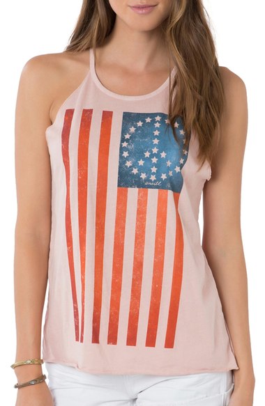 O'Neill 'Peace Flag' High Neck Graphic Tank Rose Smoke