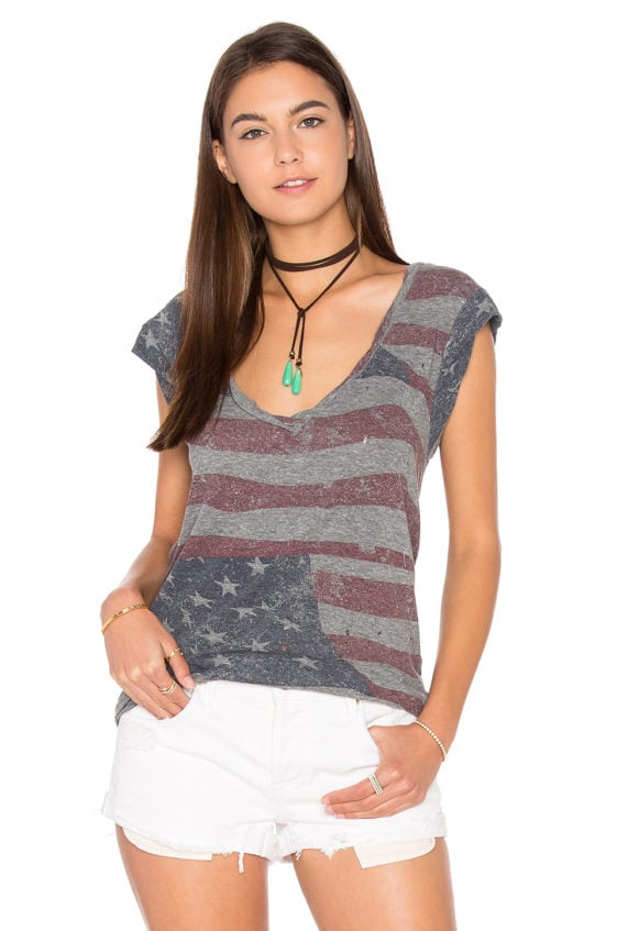 PAM & GELA Kate Flag Tee Flag Print 4th of july summer barbecue pool party red white and blue shirt