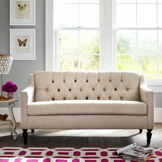 PB Teen Tufted Sofette pottery barn teen 20% off sale