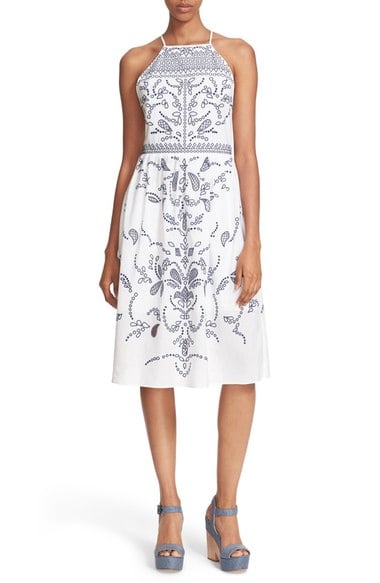 Parker 'Alana' Parker 'Alana' Embroidered Fit & Flare Dress Brightwhit casual halter dresses summer 2016 Fit & Flare Dress Brightwhit
