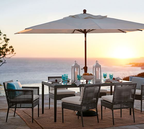 Pottery Barn CAMMERAY ALL-WEATHER WICKER RECTANGULAR DINING TABLE & CHAIR SET pottery barn 4th of july sale
