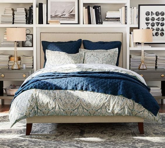 Pottery Barn FILLMORE SQUARE UPHOLSTERED BED & HEADBOARD pottery barn 4th of july sale