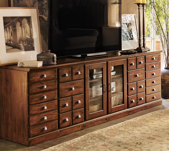Pottery Barn PRINTER'S ECLECTIC MEDIA SUITE Tuscan Chestnut pottery barn 4th of july sale