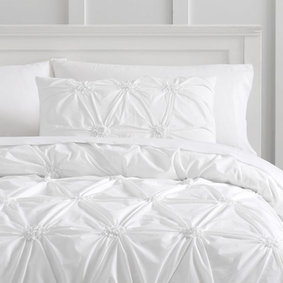 Pottery Barn Teen Organic Ruched Rosette Duvet Cover + Sham pottery barn teen 20% off sale