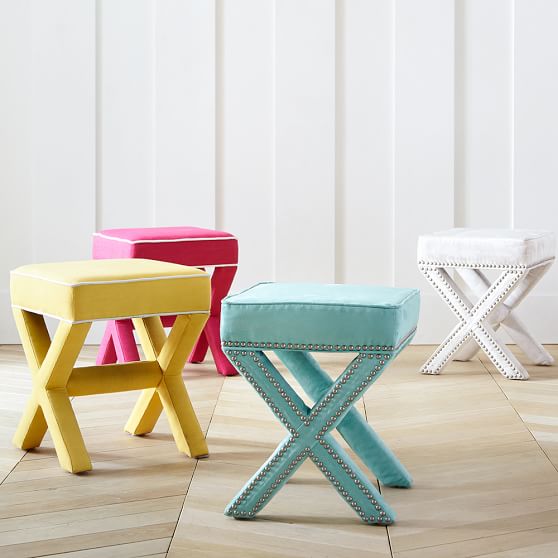Pottery Barn Teen X-Frame Ottoman Stool pottery barn teen 20% off sale