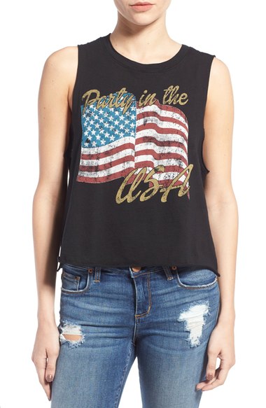Project Social T 'Party in the USA' Tank Flag Black 4th of july