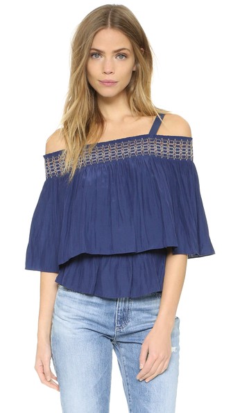 Ramy Brook Sadie Off The Shoulder Top Spring Navy Shopbop extra 25% sale