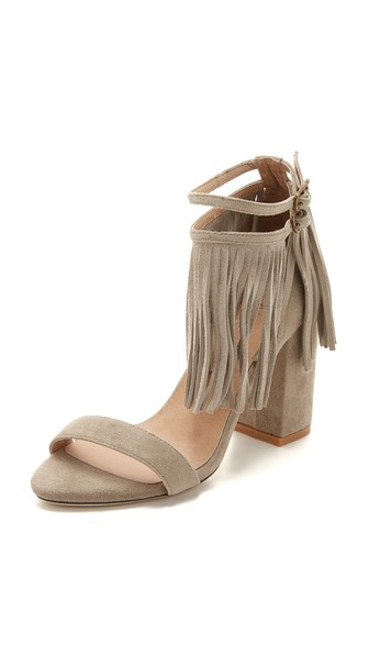 Raye Loni Fringe Sandals Olive
