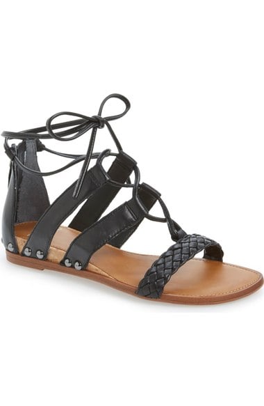 SARTO By Franco Sarto 'Pierson' Lace-Up Sandal (Women) Black Leather lace-up flat sandals summer 2016