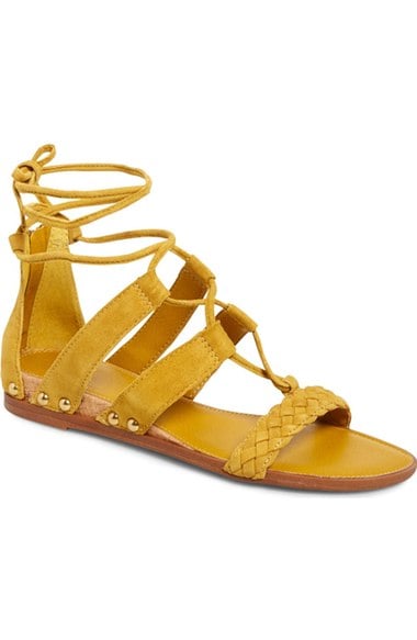 SARTO By Franco Sarto 'Pierson' Lace-Up Sandal (Women) Golden Yellow Suede lace-up flat sandals summer 2016