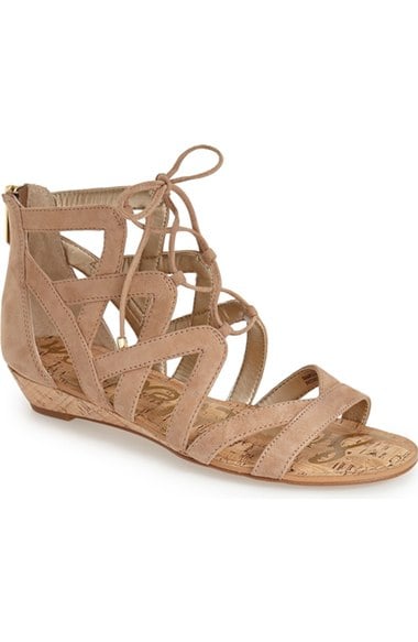 Sam Edelman 'Dawson' Ghillie Sandal (Women) Golden Carmel Suede lace-up flat sandals summer 2016
