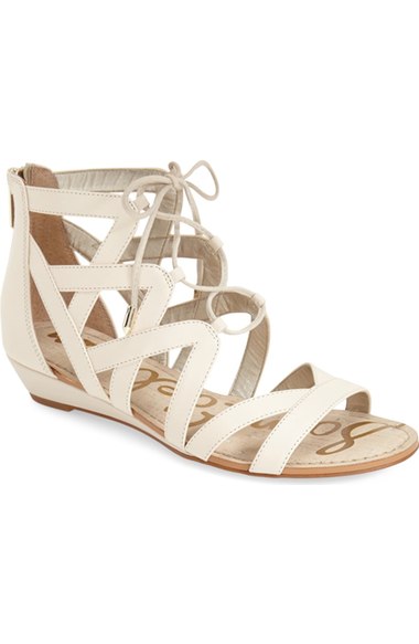 Sam Edelman 'Dawson' Ghillie Sandal (Women) Modern Ivory Leather lace-up flat sandals summer 2016