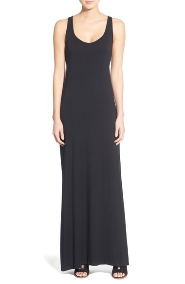 Stem Cutout Back Stretch Knit Maxi Dress Black cutout dresses summer 2016