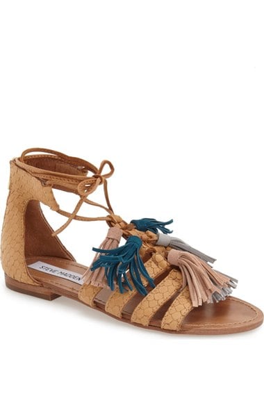 Steve Madden 'Monrowe' Tassel Sandal (Women) Taupe Detail lace-up flat sandals summer 2016