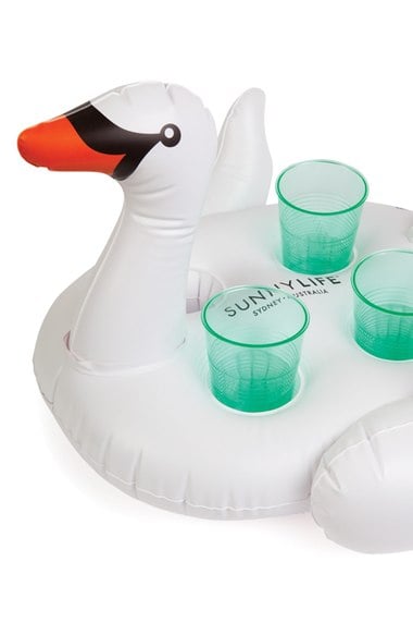 Sunnylife Inflatable Drink Holder Swan Pool Float summer pool party floats
